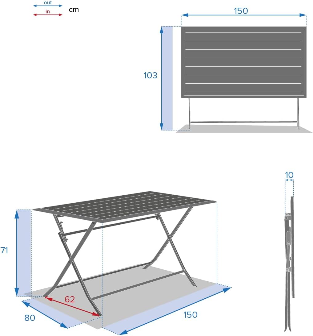 etevert - Azua Rectangulaire - 6 places - aluminium antirouille