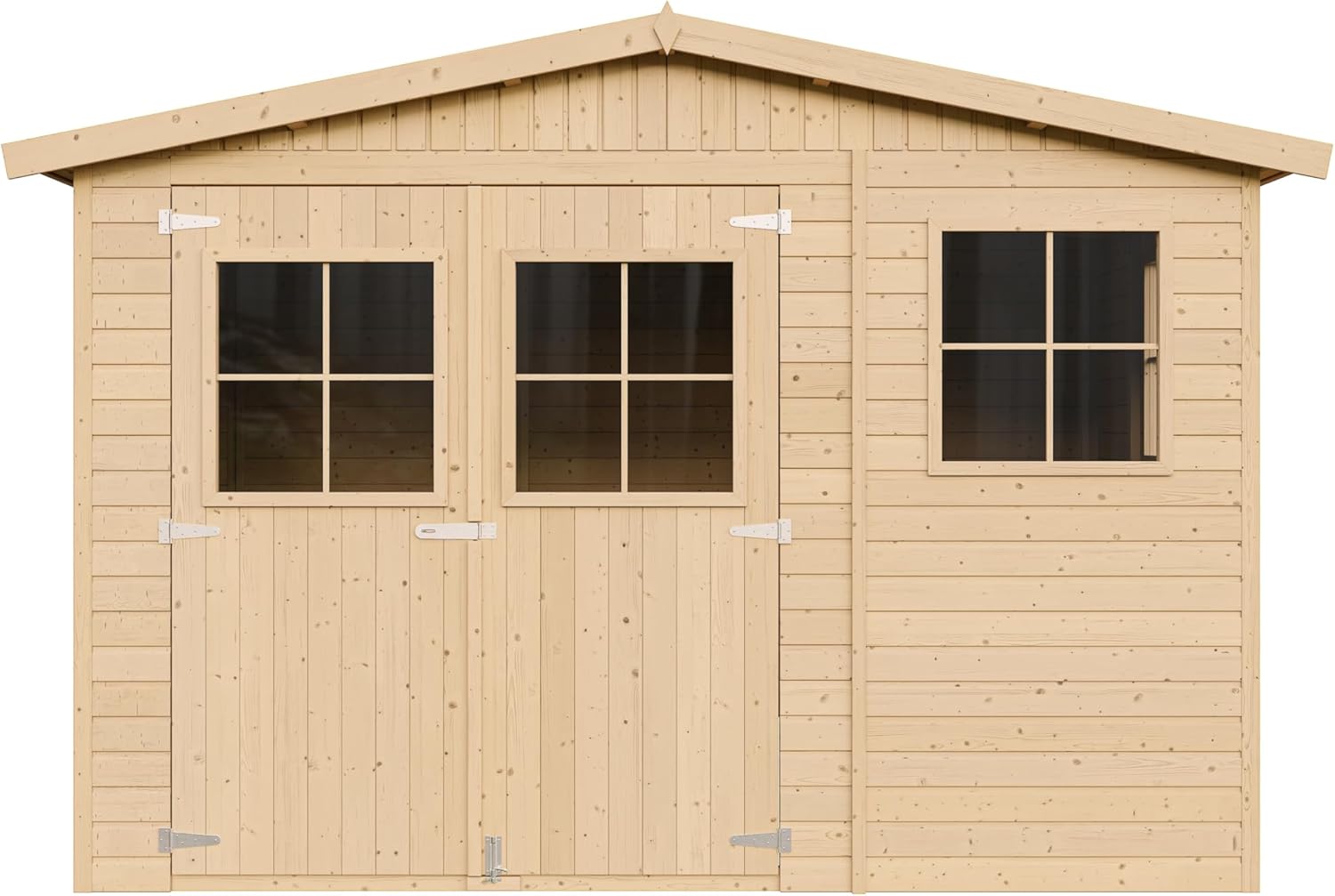 Abri de Jardin en Bois Naturel - Stockage extérieur avec fenêtres- H226x316x324 cm/9 m² Hangar en Bois Naturel - Atelier Rangement Outils et vélos- etevert M335