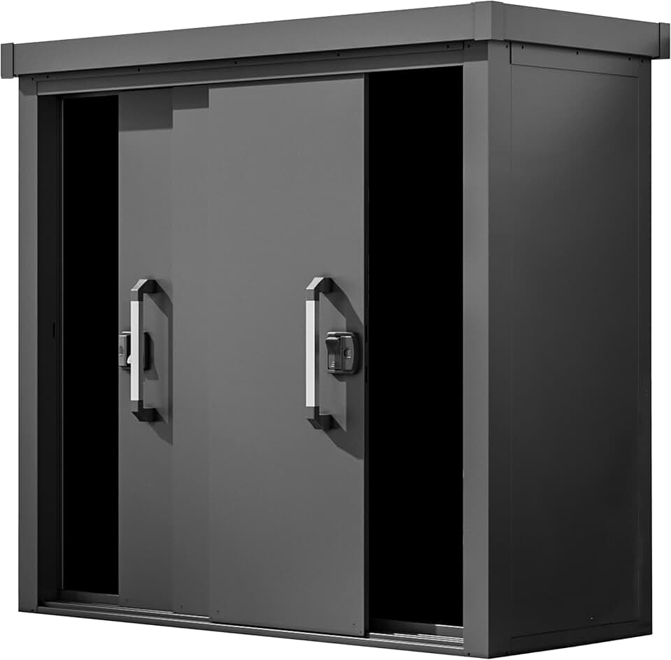 GFP etevert Armoire de Jardin en métal 180x78x161 cm Abris de Jardin Anthracite, Plancher Inclus