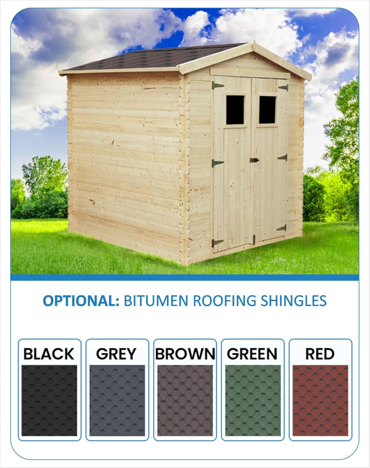 Abri de Jardin en Bois - Stockage extérieur I216xL206xH218 cm/ 3.53 m2 Petit abri à Outils, Local à vélos - Toit imperméable, fenêtres etevert M343C