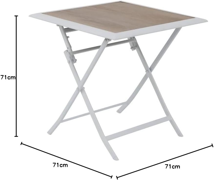 etevert - Azua - 70x70 cm - table pliante 2 places aluminium Blanc
