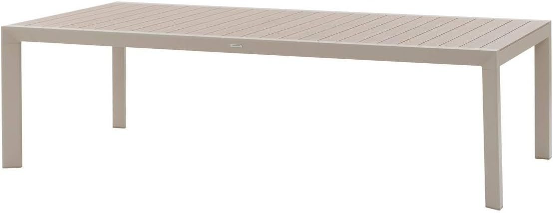 etevert - Évasion - table jardin alu 12 places effet bois lin argile