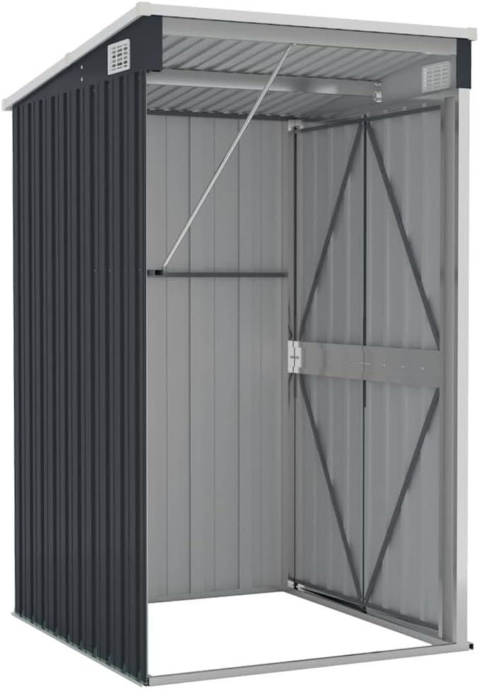 etevert Remise de Jardin Murale Anthracite 118x100x178 cm Acier,Structures extérieures, Cabanes & abris de Jardin,316219