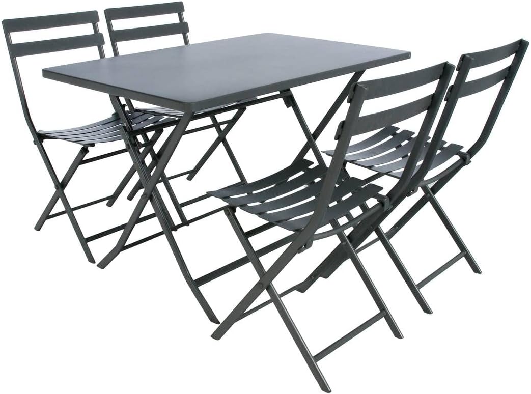 etevert - Greensboro - 4 places, rectangulaire, acier renforcé, gris graphite