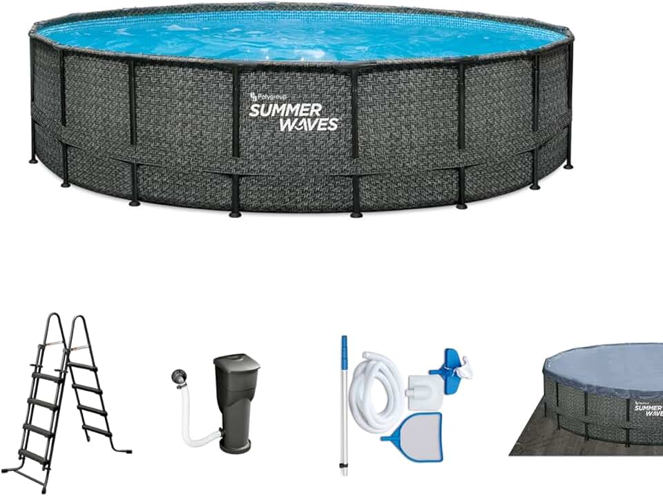 etevert - Elite Frame rotin gris - Ø488x122 cm - Piscine hors-sol