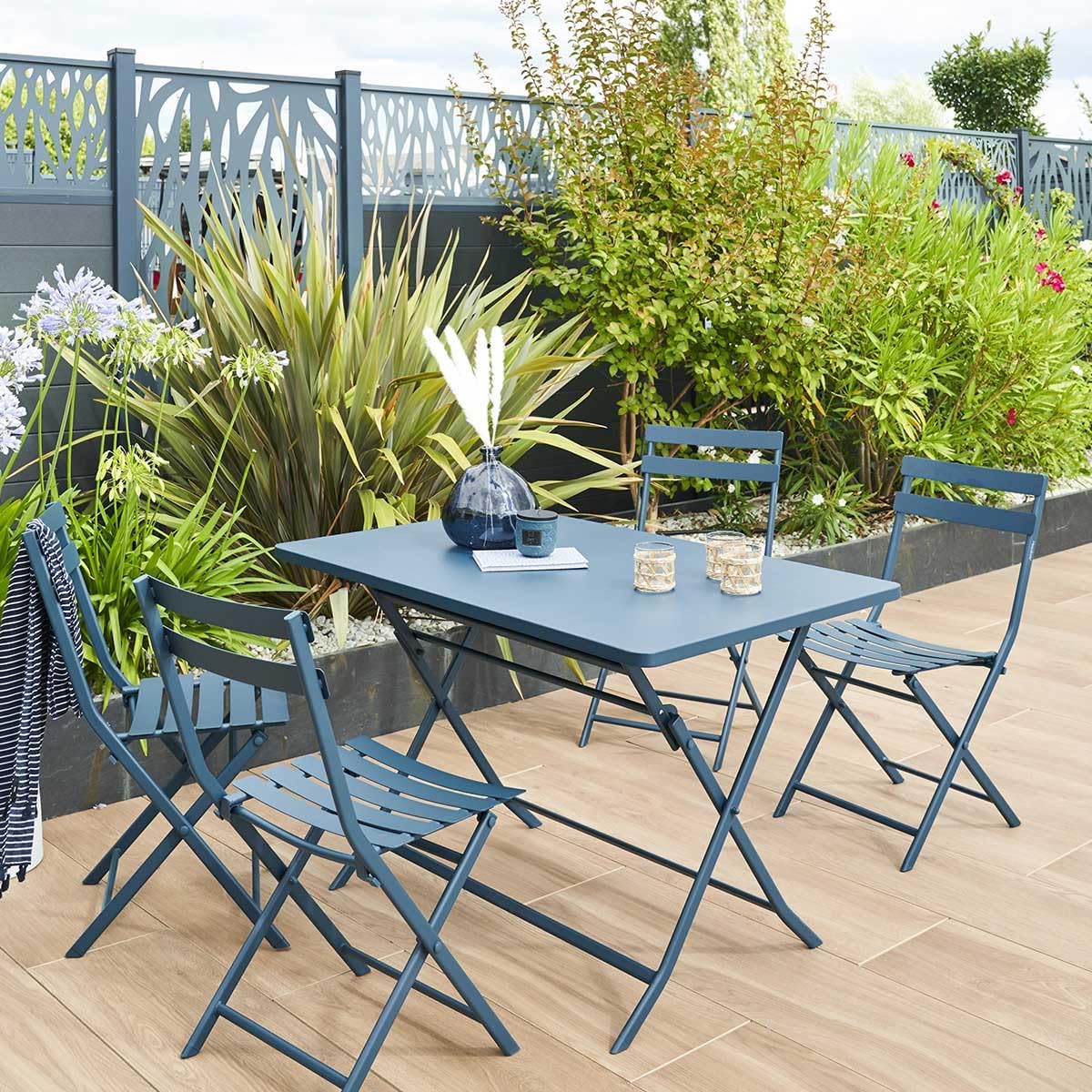 etevert - Greensboro - table de jardin pliante 4 places acier époxy antirouille