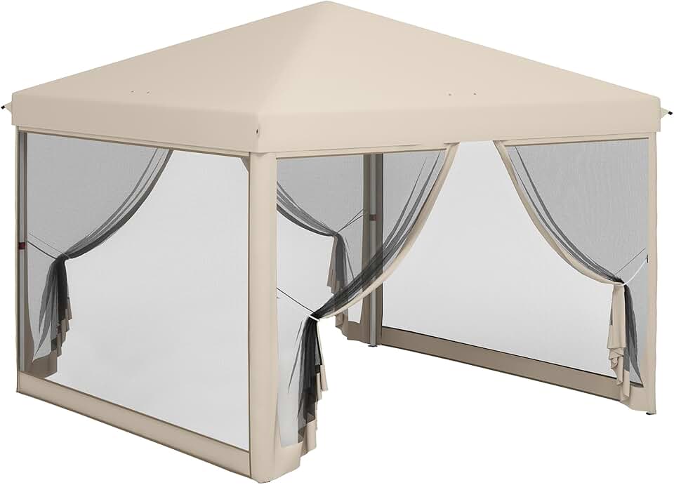 etevert - tonnelle pliante Style Colonial 3x3x2,65m, moustiquaires, sac