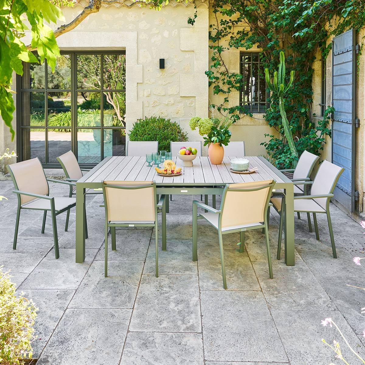 etevert - Evasion - table extensible 10 places - alu et effet bois