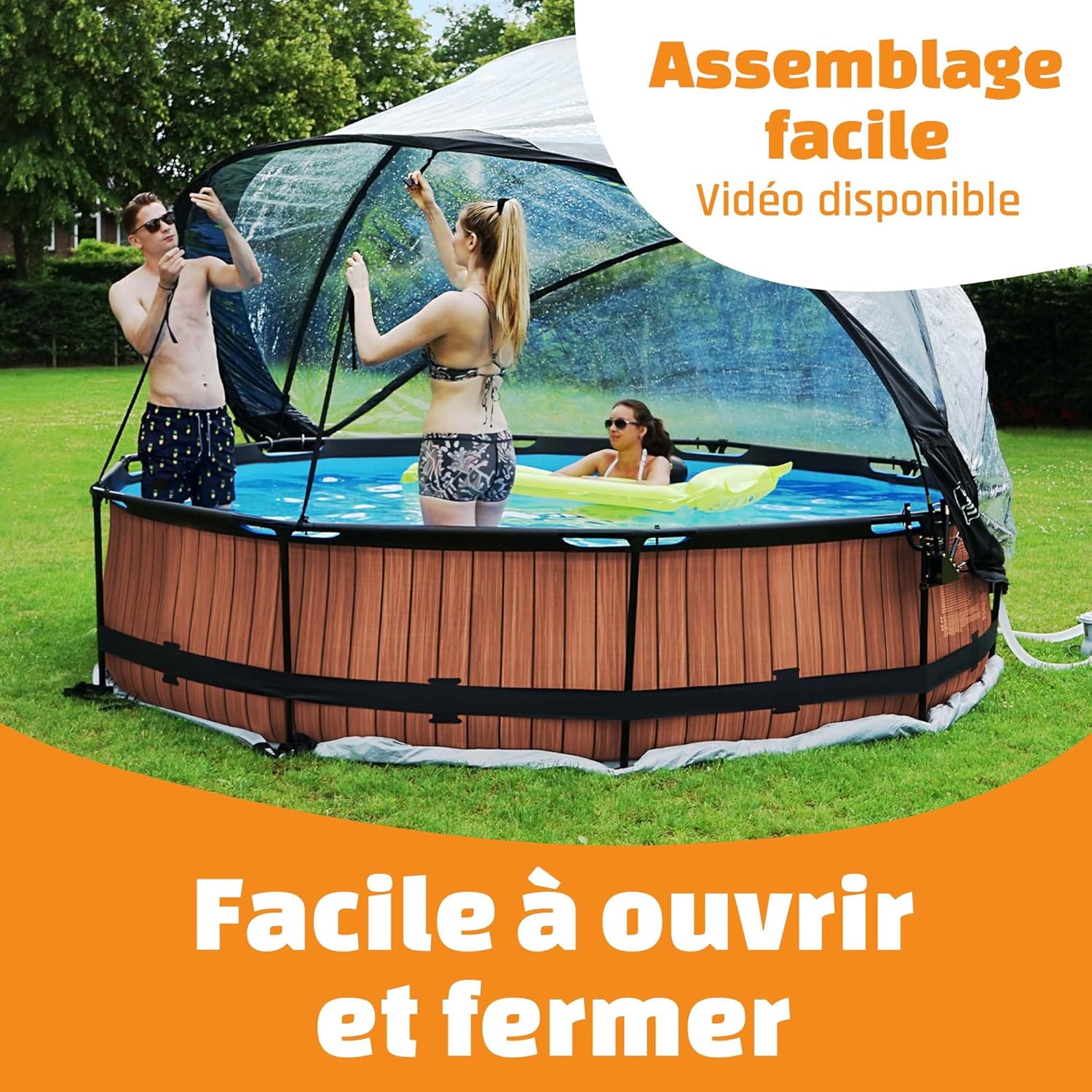 etevert - Dôme de Piscine - ø366cm - Abri pivotant, installation facile, eau chaude