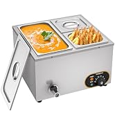 etevert Bain Marie Électrique en Acier Inoxydable Chauffe-Plats Buffet, 1X 1/3 GN Récipients + 2X...