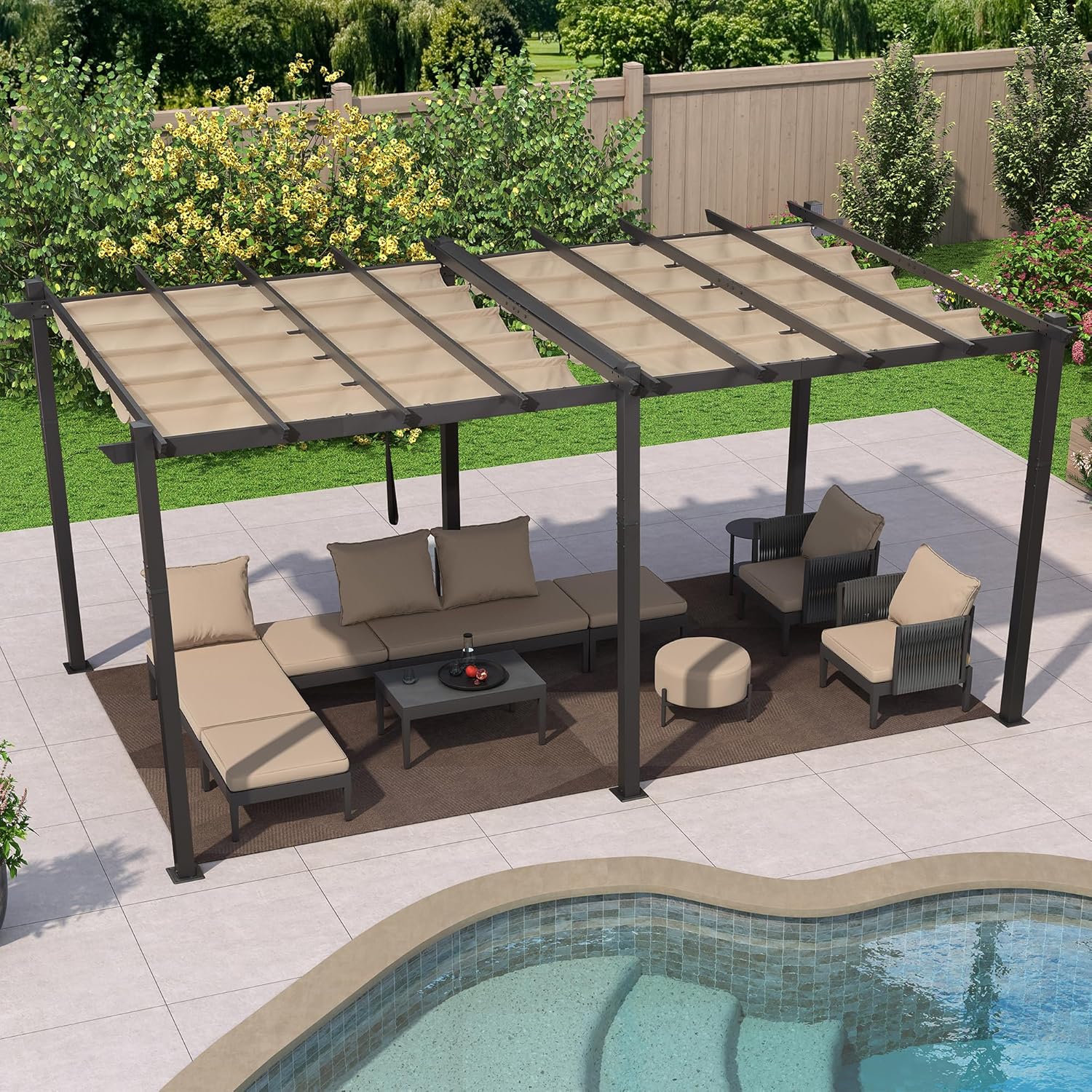 etevert - Pergola aluminium 5,5x3m toit coulissant extérieur