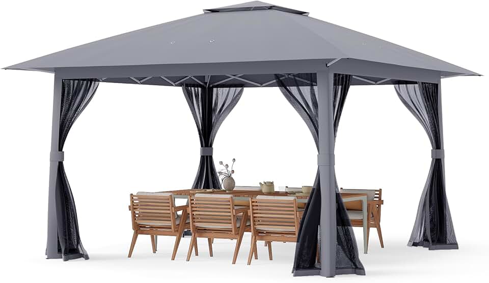 etevert - tonnelle pliante série 4x4 m - moustiquaire, tissu anti-UV, cadre métal