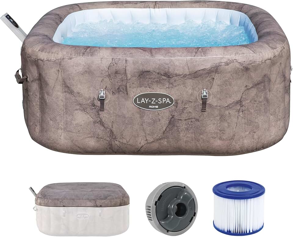 etevert - Rome MaxHold EnergySense UltraFit - 180x180x71cm - spa carré 6 places, effet marbre, AirJet SP018