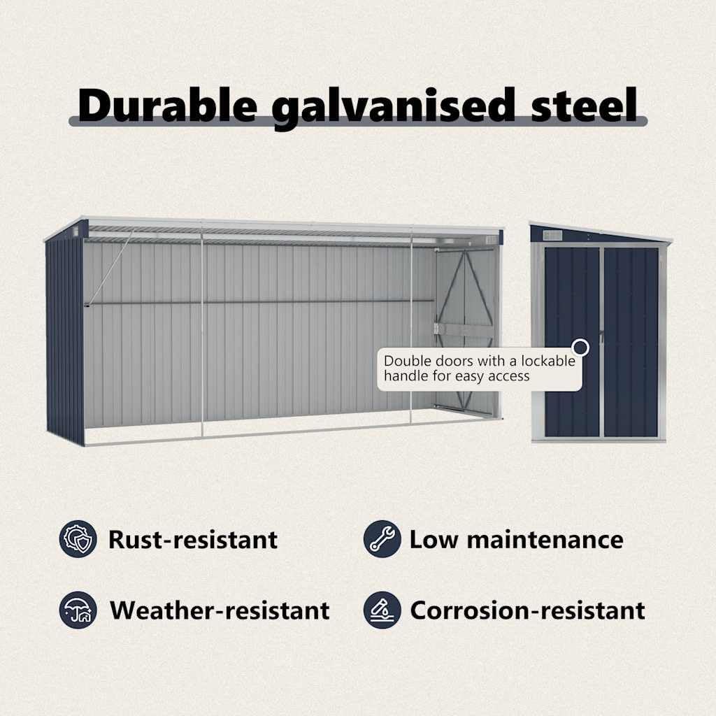 etevert Abri de Jardin Mural Anthracite 118x382x178 cm Acier,Maison & Jardin, Pelouses & Jardins, Vie en extérieur, Structures extérieures, Cabanes & abris de Jardin, Anthracite (Poids 47.9KG)