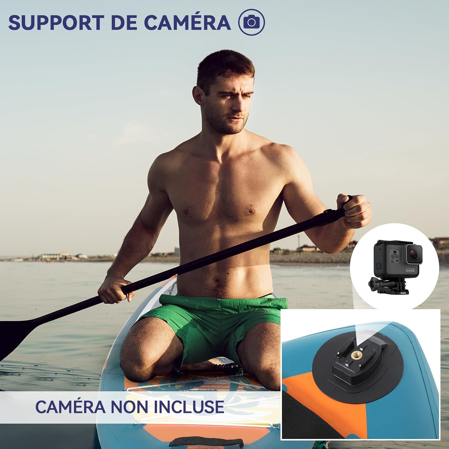etevert - Paddle gonflable adulte - 320/335cm - 2 personnes, siège kayak, pagaie alu, caméra, pompe, 150kg