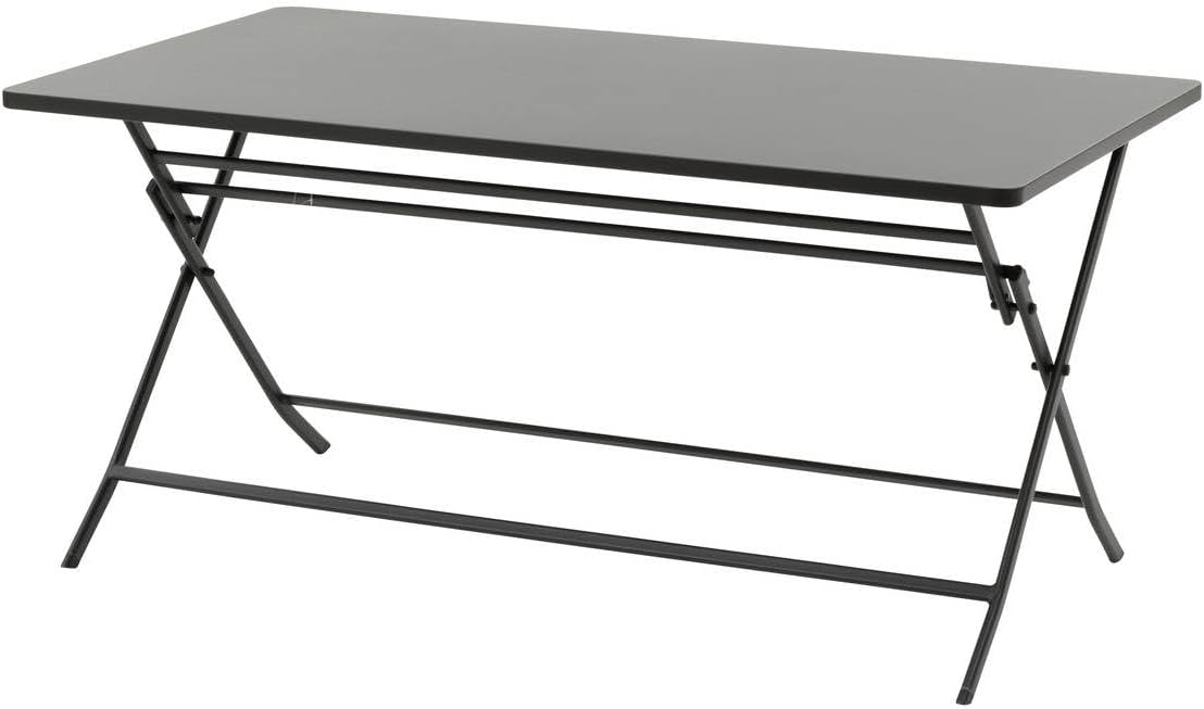 etevert - Greensboro - 150x90 cm - Table pliante acier renforcé 6 places, gris graphite