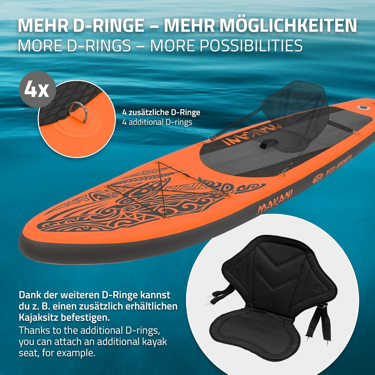 etevert - Stand Up Paddle Série - 305/308/320/380 cm - PVC, 120/150 kg, ép. 10/15 cm
