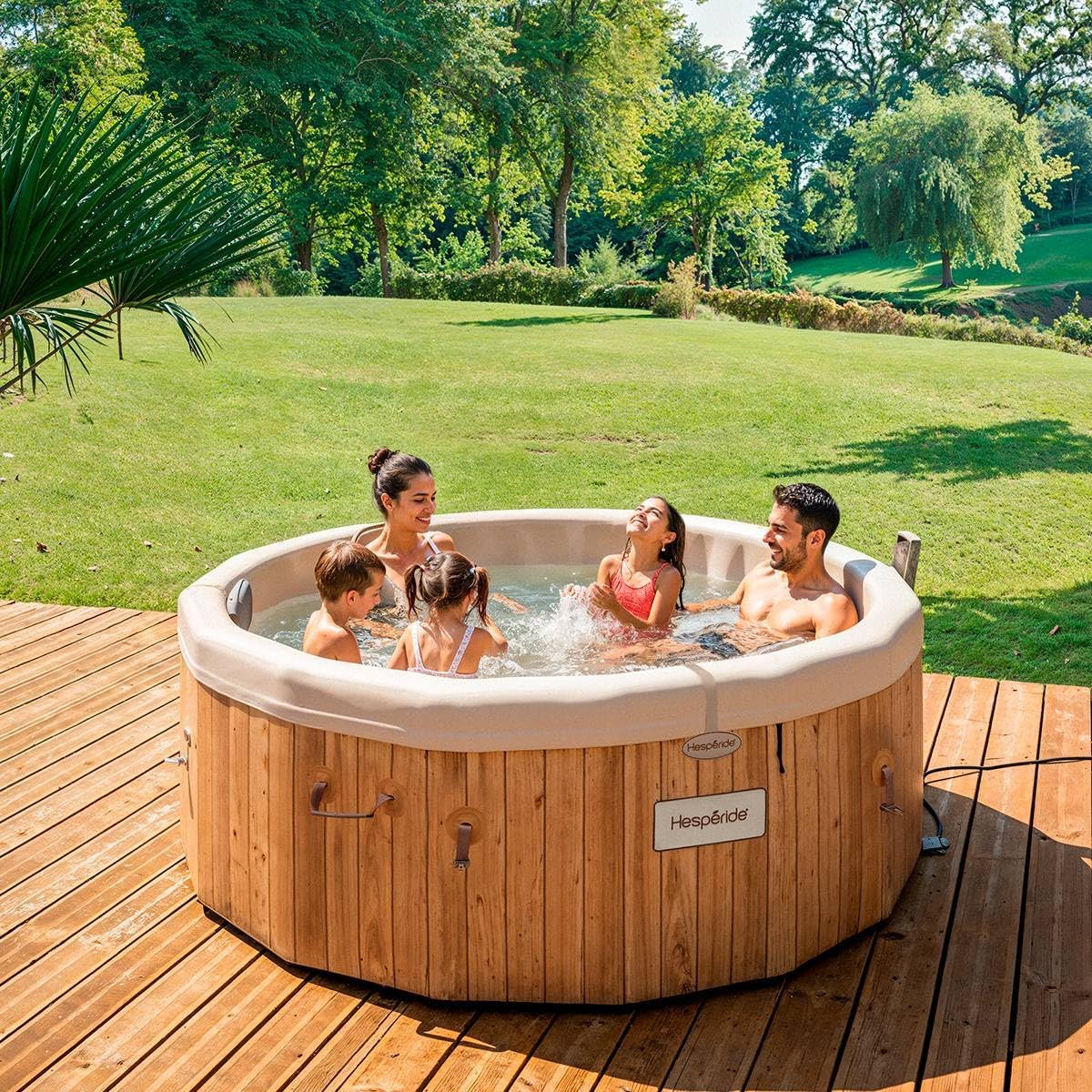 etevert - Spa Nordik Ø190 cm - 5-7 pers, 180 jets, WiFi connecté, effet bois