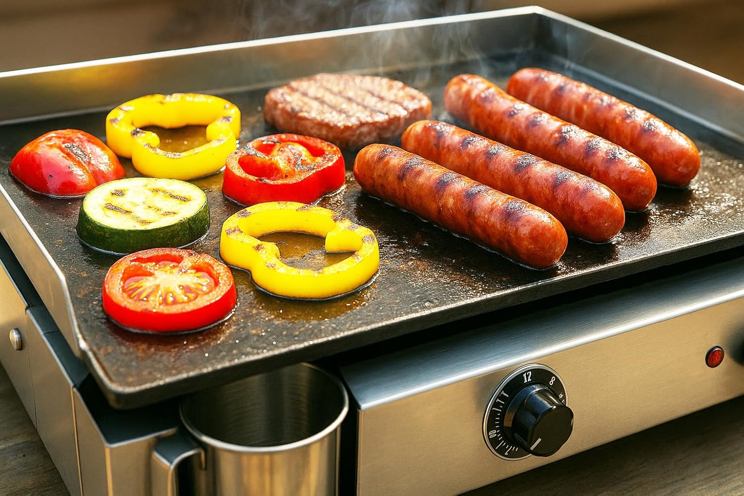 etevert - Plancha électrique 2 zones inox 3000W, 60x40cm - 8679