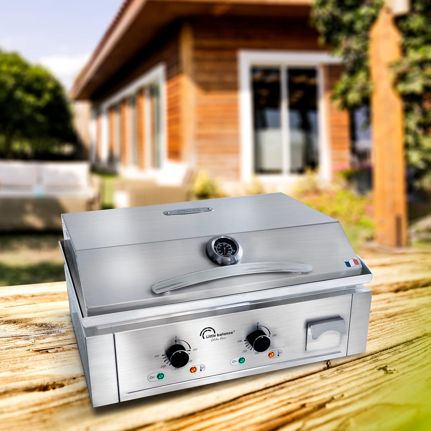 etevert - Aquitaine Pro Plus - plancha inox 2 zones, couvercle, 3500W - 8473