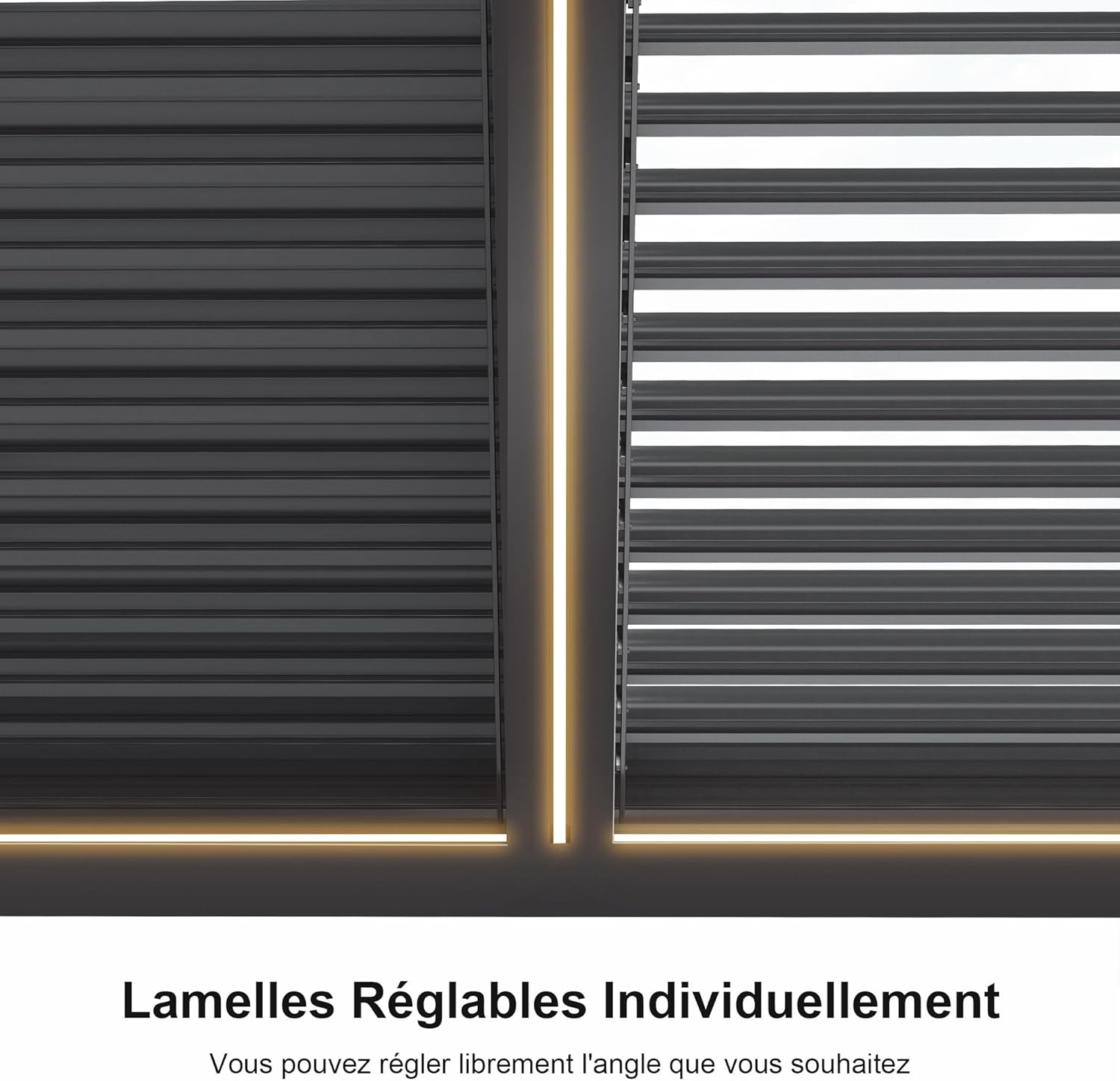 etevert - Pergola bioclimatique aluminium 4,8x3,68m, LED, lames orientables