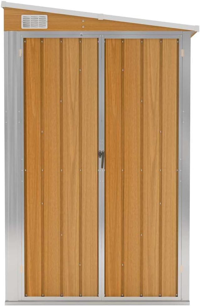 etevert Abri de Jardin Mural Marron 118 x 382 x 178 cm Acier galvanisé,Structures extérieures, Cabanes & abris de Jardin,316232