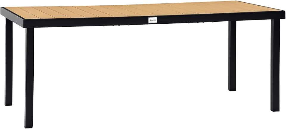 etevert – Table de jardin pour 8, 190x90x74 cm, aluminium, bois naturel