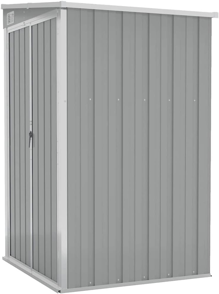 etevert Remise de Jardin Murale Gris 118x100x178 cm Acier galvanisé,Structures extérieures, Cabanes & abris de Jardin,316218