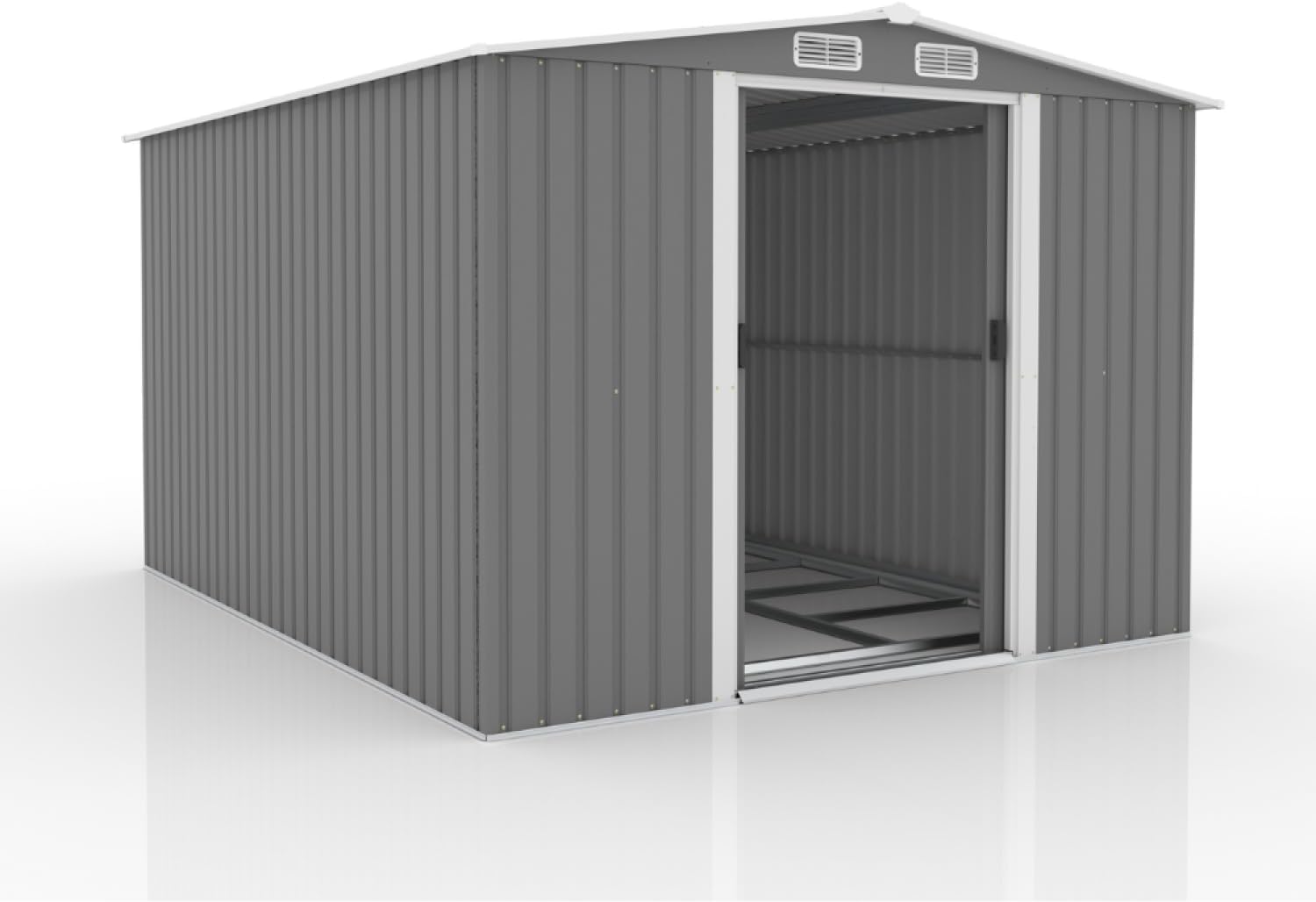 etevert | Abri de Jardin 8.08 m² Jura Gris | Cabane Extérieure | Structure Résistante en Métal | Idéal pour Rangement Outils, Vélos et Equipements de Jardin | Spacieux, Solide, Robuste