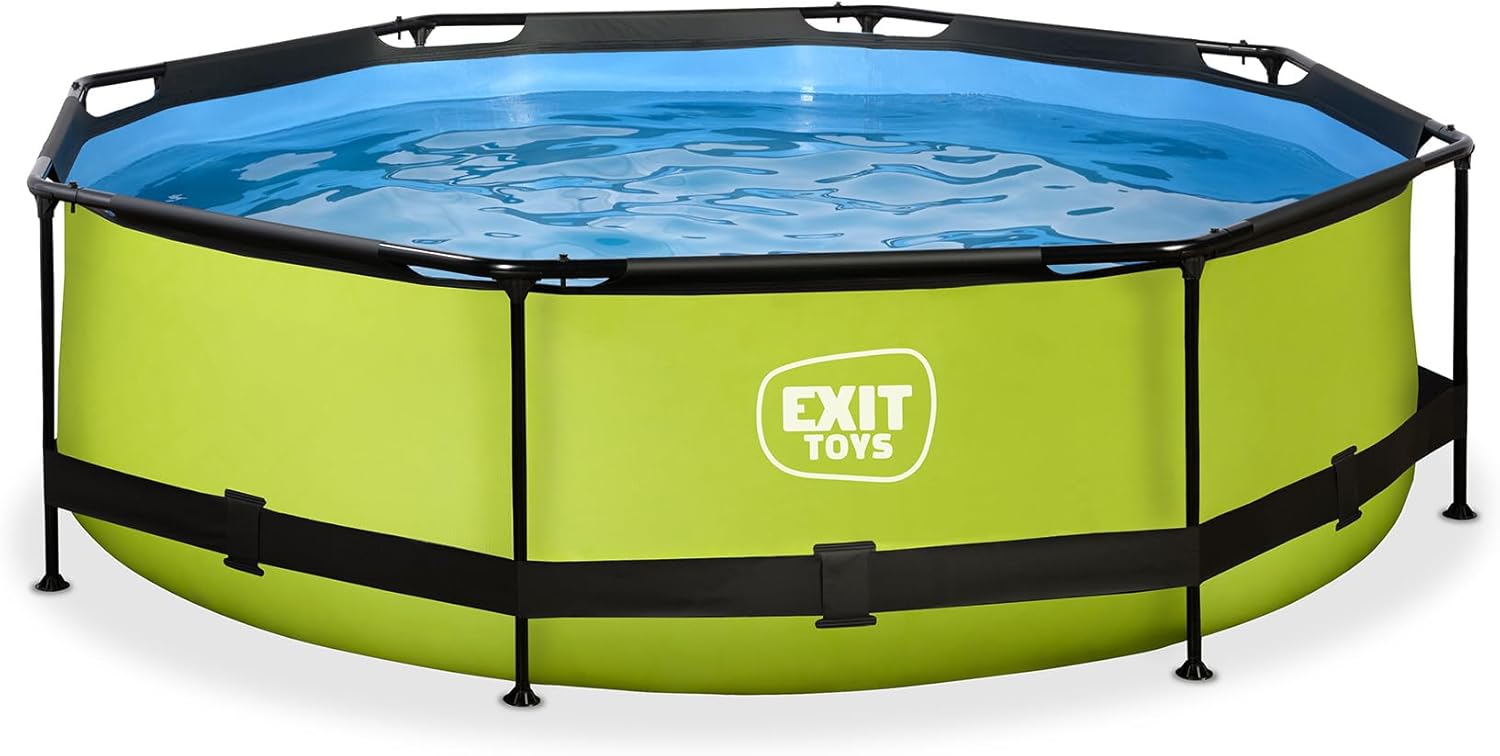etevert - Piscine Tubulaire Lime - 300x76cm - Pompe filtrante, entrée basse, cadre stable, vert