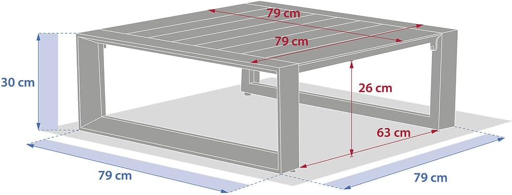 etevert - Allure Graphite - 79x79x30cm - Table basse jardin alu
