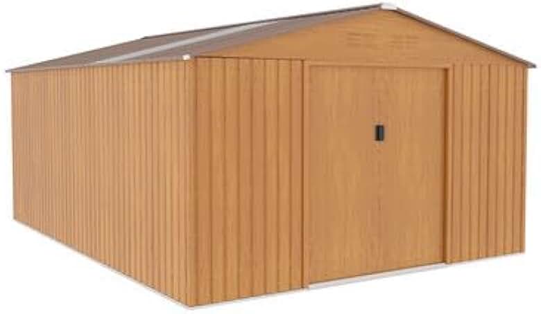 etevert - abri de jardin métal imitation bois 15m² puits de lumière