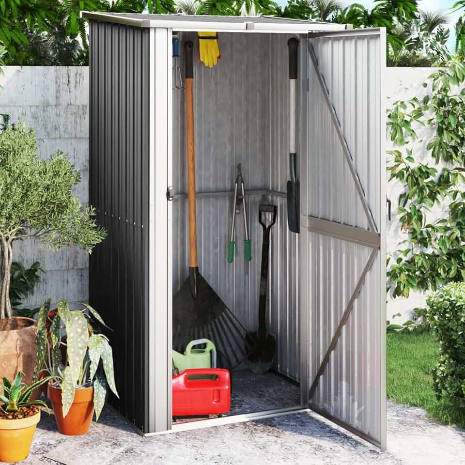 etevert - abri de jardin acier galvanisé, 118,5x97x209,5cm, anthracite