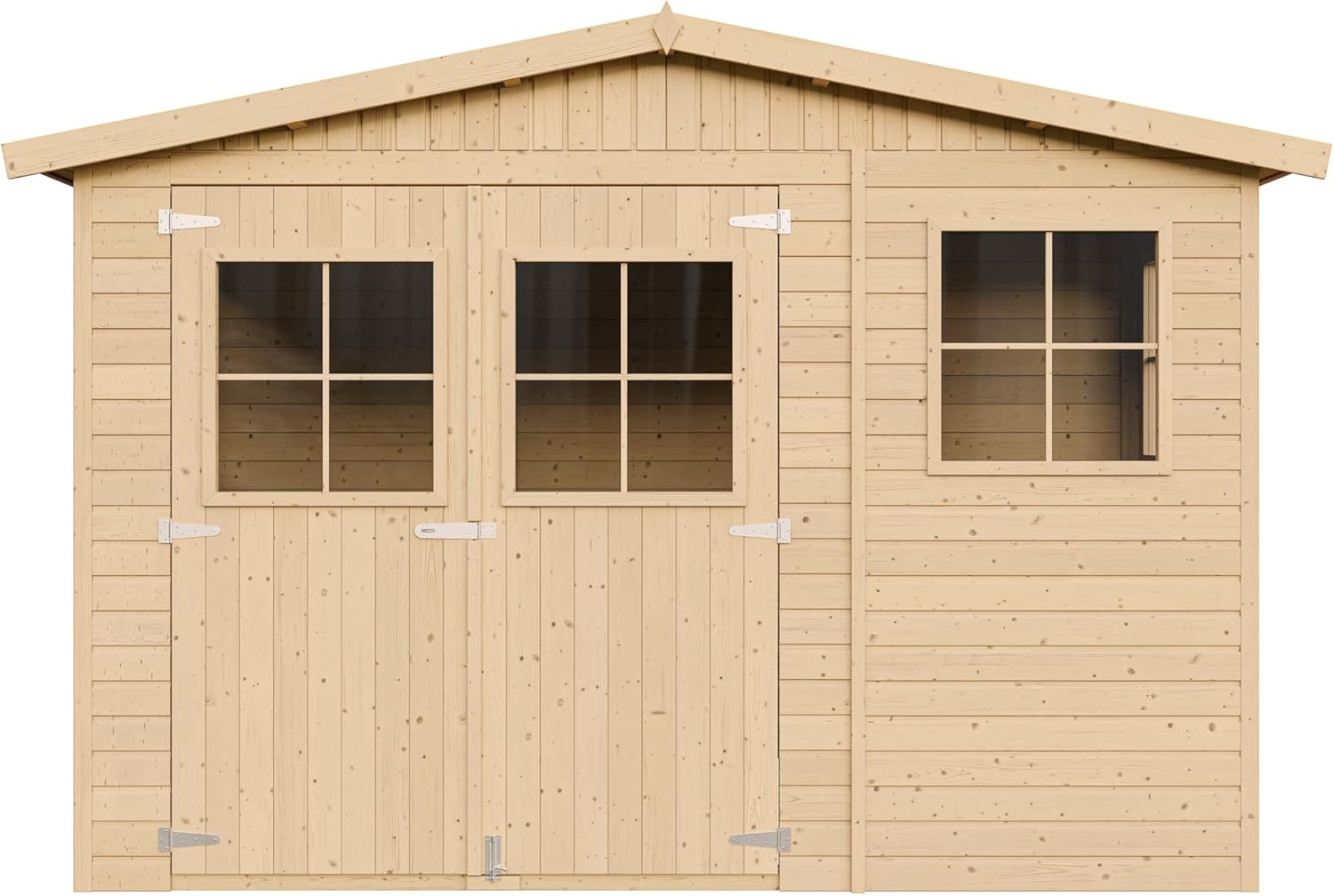 Abri de Jardin en Bois Exterieur avec Les PLANCHERS IMPRÉGNÉ- Cabane de Jardin en Pin/épicéa-H226x324x216 cm/6m2- Construction de Panneaux- Rangement pour vélos, Remise à Outils- etevert M334+M334G