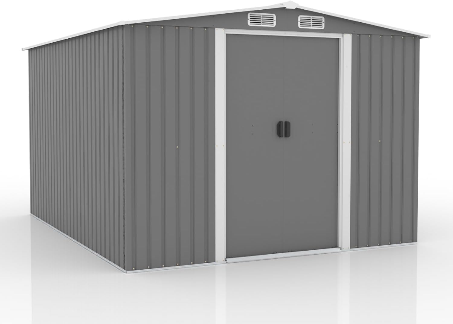 etevert | Abri de Jardin 8.08 m² Jura Gris | Cabane Extérieure | Structure Résistante en Métal | Idéal pour Rangement Outils, Vélos et Equipements de Jardin | Spacieux, Solide, Robuste