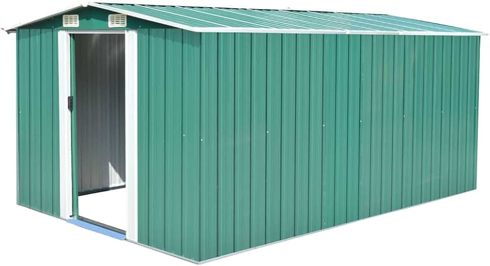 etevert Abri de jardin extérieur en métal vert 257 x 392 x 181 cm