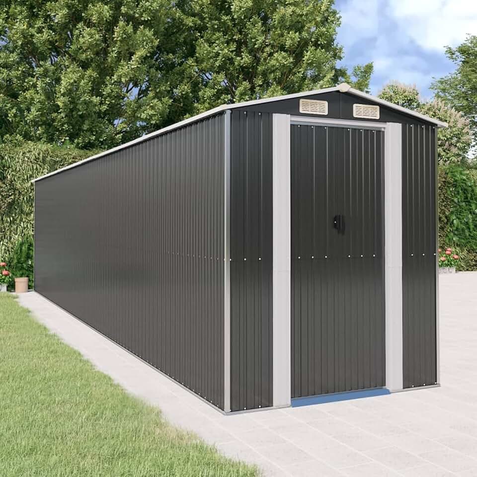 etevert Abri de jardin, abris pour parcelles, abris de jardin, abri de jardin extérieur, maisons préfabriquées, acier galvanisé anthracite 192 x 855 x 223 cm