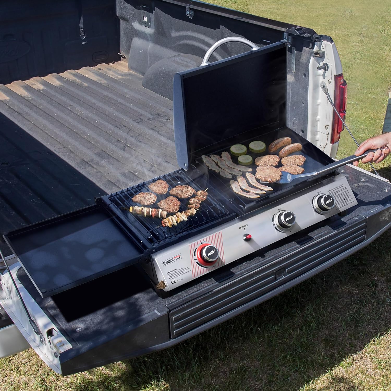 etevert - barbecue gaz 3 brûleurs - 8,5kW - plancha, grille, couvercle multifonction