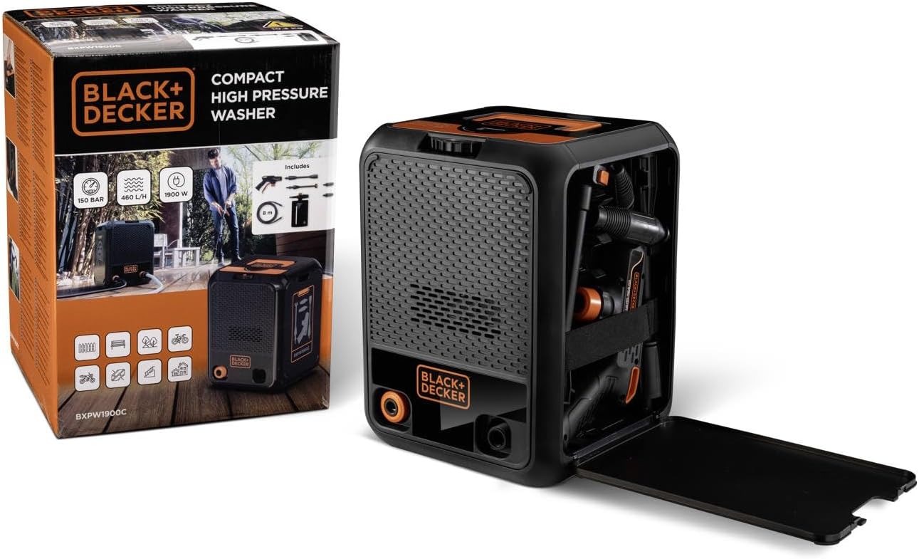 etevert Nettoyeur Haute Pression BXPW1900C, Compact, pour la Voiture et l’extérieur de la Maison, Pression Max. 150 Bar, Débit Max. 460 l/h, Puissance absorbée 1 900 W