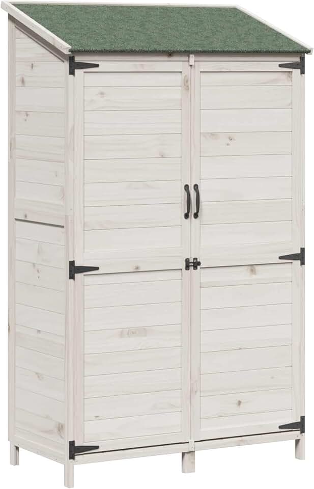 etevert - Abri de jardin blanc - 106,5x56x176 cm - bois d’ingénierie, étanche