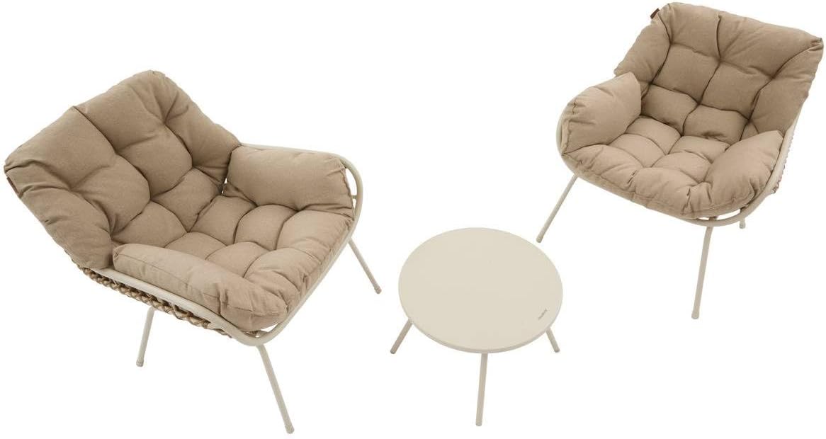 etevert - Paopao Duo - Compact, résine tressée, coussins - Argile, acier anti-corrosion