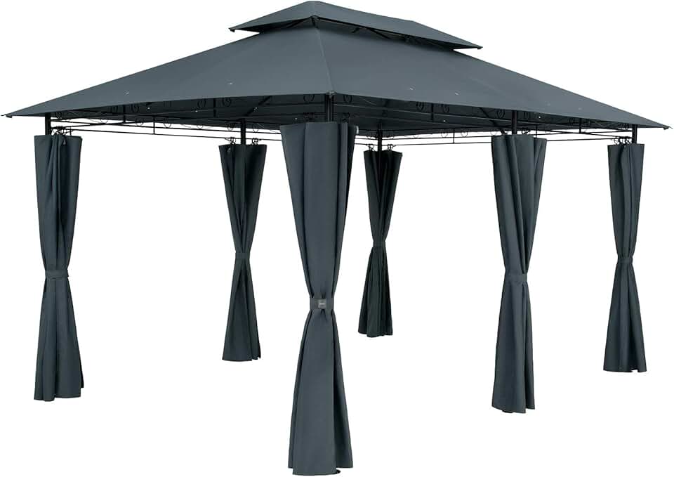 etevert - Pavillon de Jardin Topas 3x4m, métal, UV50+, hydrofuge, anthracite