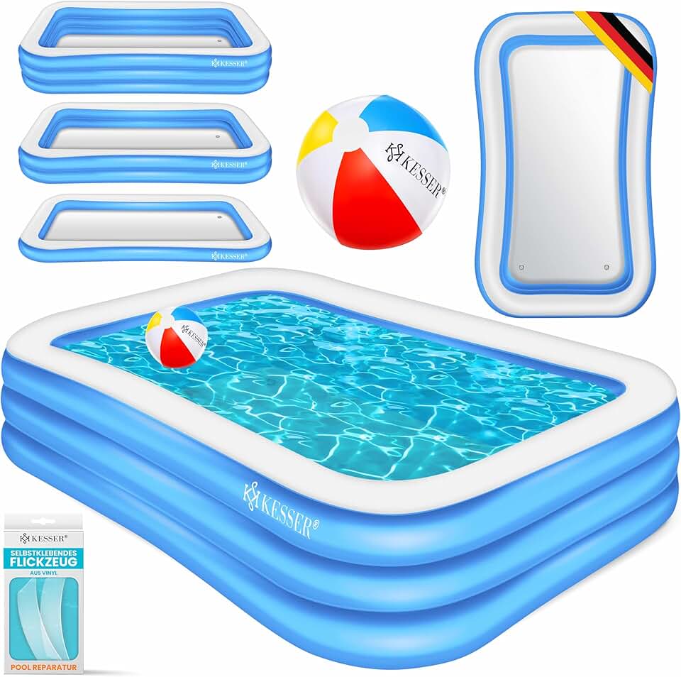 etevert - Piscine familiale rectangulaire 240x142x56cm, 613L, trous drainage
