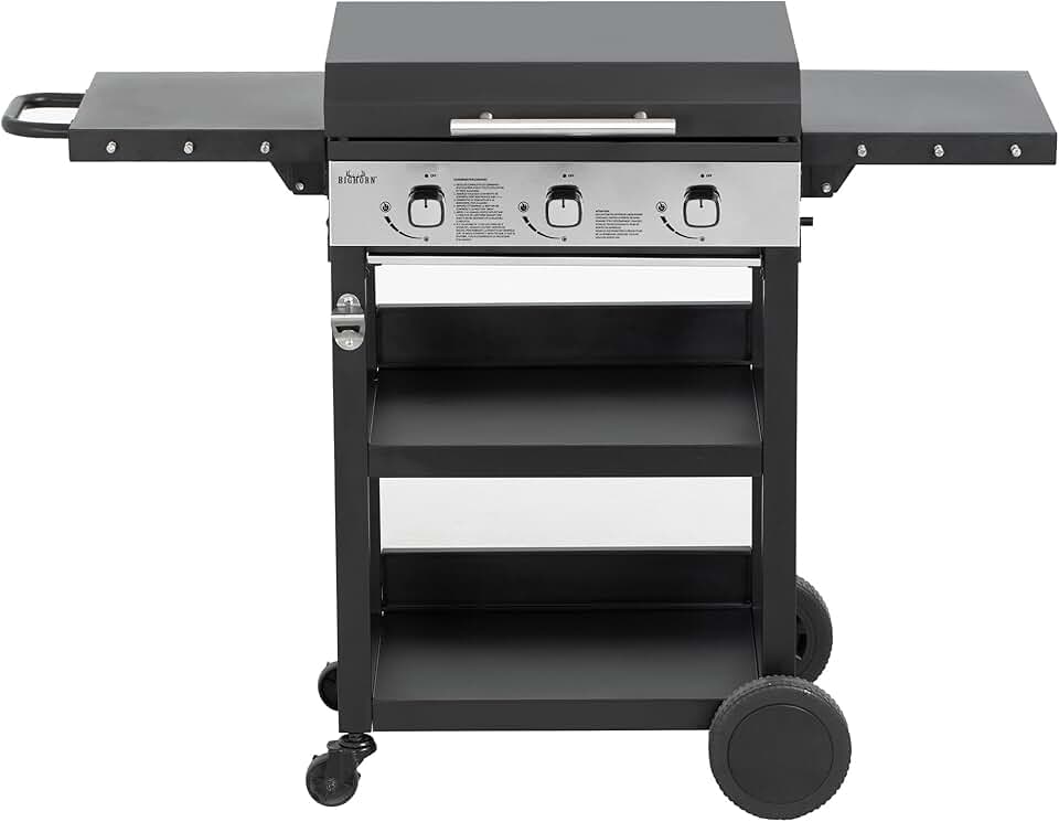 etevert - Plancha gaz 3 brûleurs avec chariot, couvercle - 7,2 kW