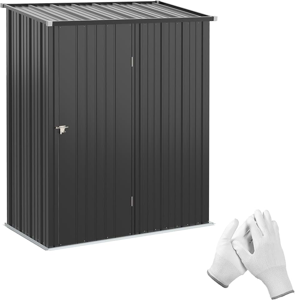 etevert - abri de jardin acier, 161,5x94,5x196cm, serrure, noir