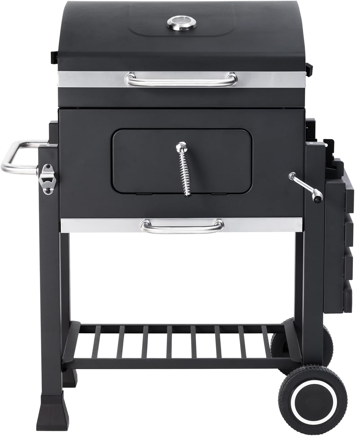 etevert - Memphis - acier, grille, tablette pliable, roulettes, thermomètre, bac à cendres