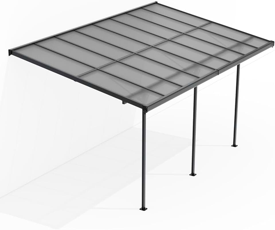 etevert - Borneo 3x5 m - toit terrasse alu gris, plaques alvéolaires
