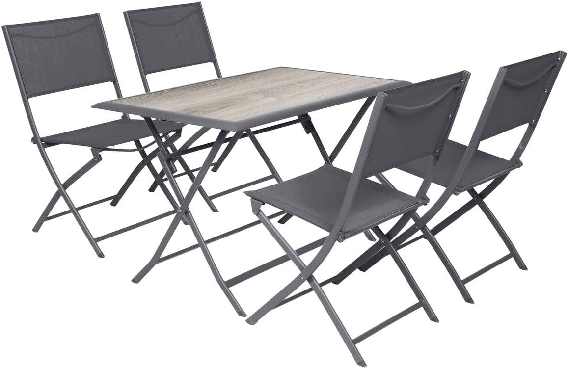 etevert - Azua - table pliante rectangulaire, 4 places, aluminium epoxy, gris fumé