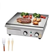 etevert Plancha électrique commerciale en acier inoxydable, 36cm, avec contrôle de température ré...