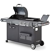 etevert - Barbecue Bi-Energy Gun Metal XL - Barbecue Charbon et Plancha 60 x 42 cm à gaz avec brû...